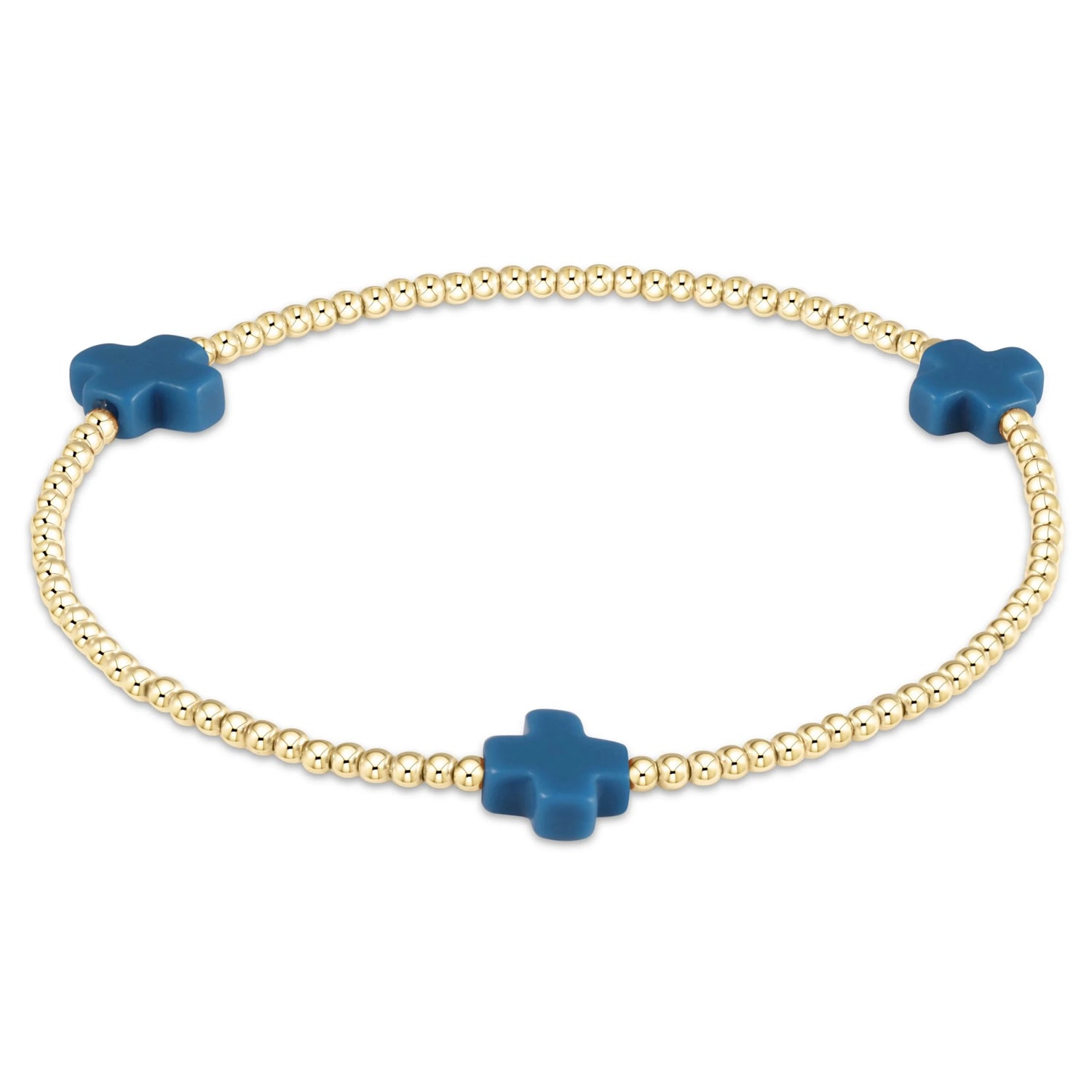 Enewton Signature Cross Gold Pattern 2mm Bead Bracelet- Cobalt JEWELRY ENEWTON 