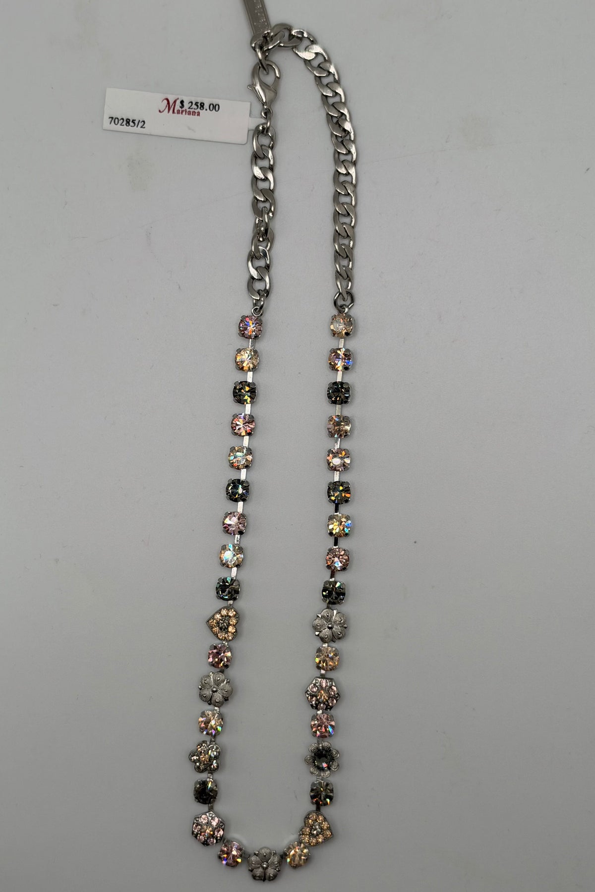 Small Heart & Flower Necklace in "Champagne Kisses" - Rhodium BETTERBRANDJEWELRY:~~Unassigned~~ MICHALSMARIANA 