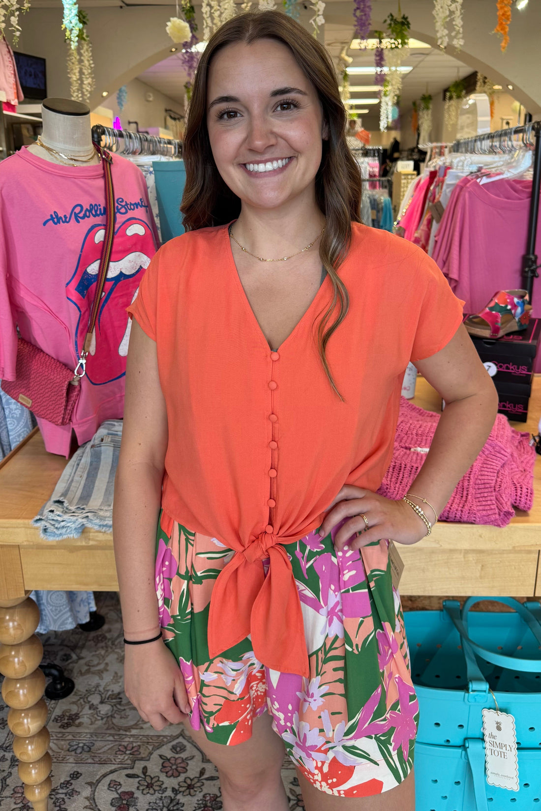 Tie Front Button Down Blouse MISSY TOP SPECIAL TRIBAL