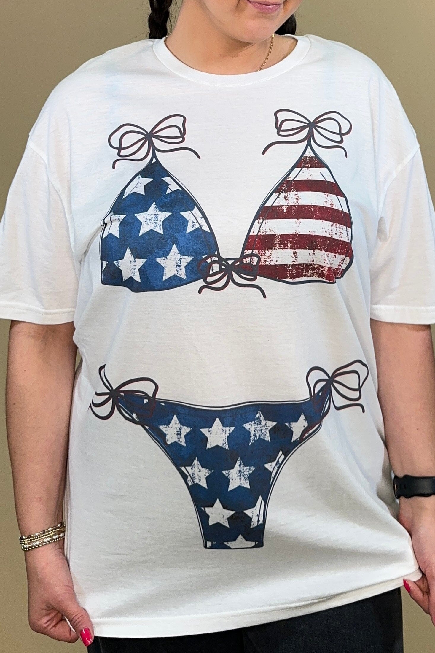 4th of July Bikini T-Shirt MISSY BASIC KNIT KEEP IT GYPSY 