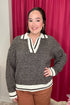 Geometric Stripe Pattern Collared Sweater SWEATER BLUPEPPER 