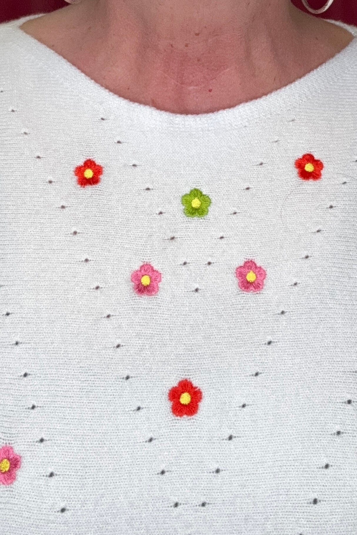 Soft Daisy Embroidered Sweater JRTOP CASUAL TOP ALLIE &amp; ROSE 