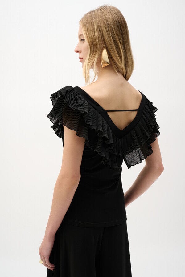 Sleeveless V-Neck Pleated Ruffle Top MISSY TOP SPECIAL JOSEPH RIBKOFF 