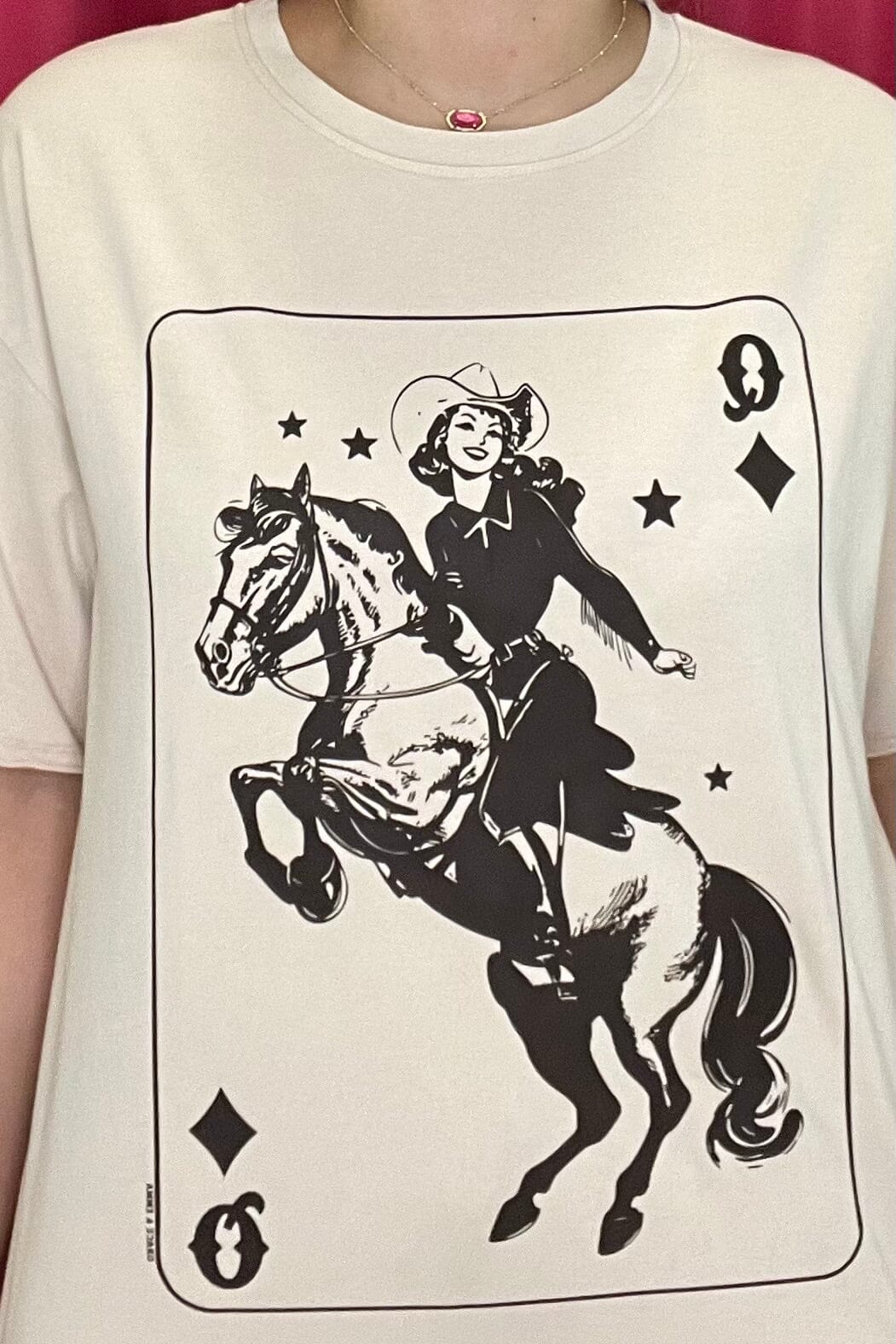Cowgirl Playing Card T-Shirt MISSY BASIC KNIT SOUTHERN GRACE 