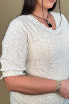 Scallop V Neck Paisley Sweater MISSY TOP SPECIAL DEMOCRACY 