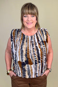 Sleeveless Draped Knit Top w/ Shoulder Pad MISSY TOP SPECIAL LIVERPOOL 