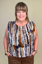Sleeveless Draped Knit Top w/ Shoulder Pad MISSY TOP SPECIAL LIVERPOOL 