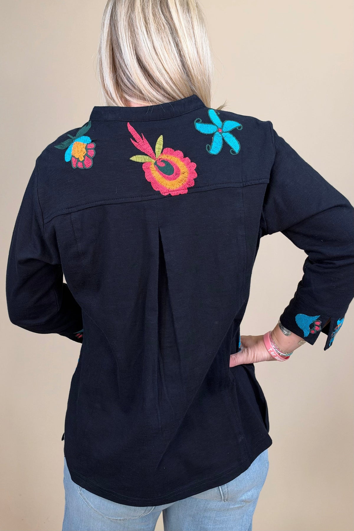 3/4 Sleeve V-Neck Embroidery MISSY TOP SPECIAL PARSLEY &amp; SAGE 