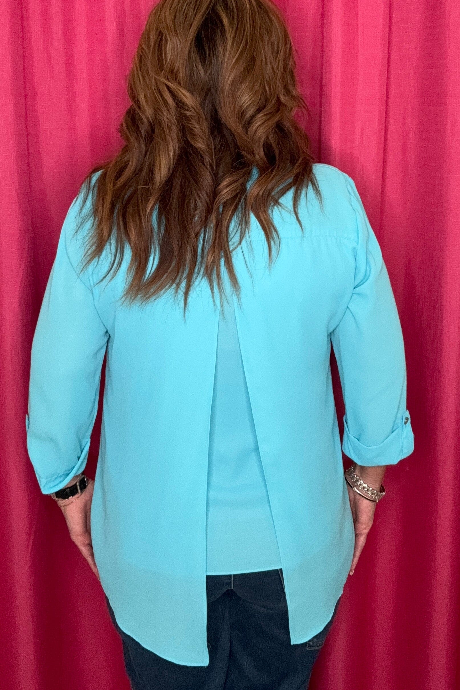 3/4 Sleeve Button Down Tiered Hem High/Low Seam MISSY TOP SPECIAL SOUTHERN LADY 