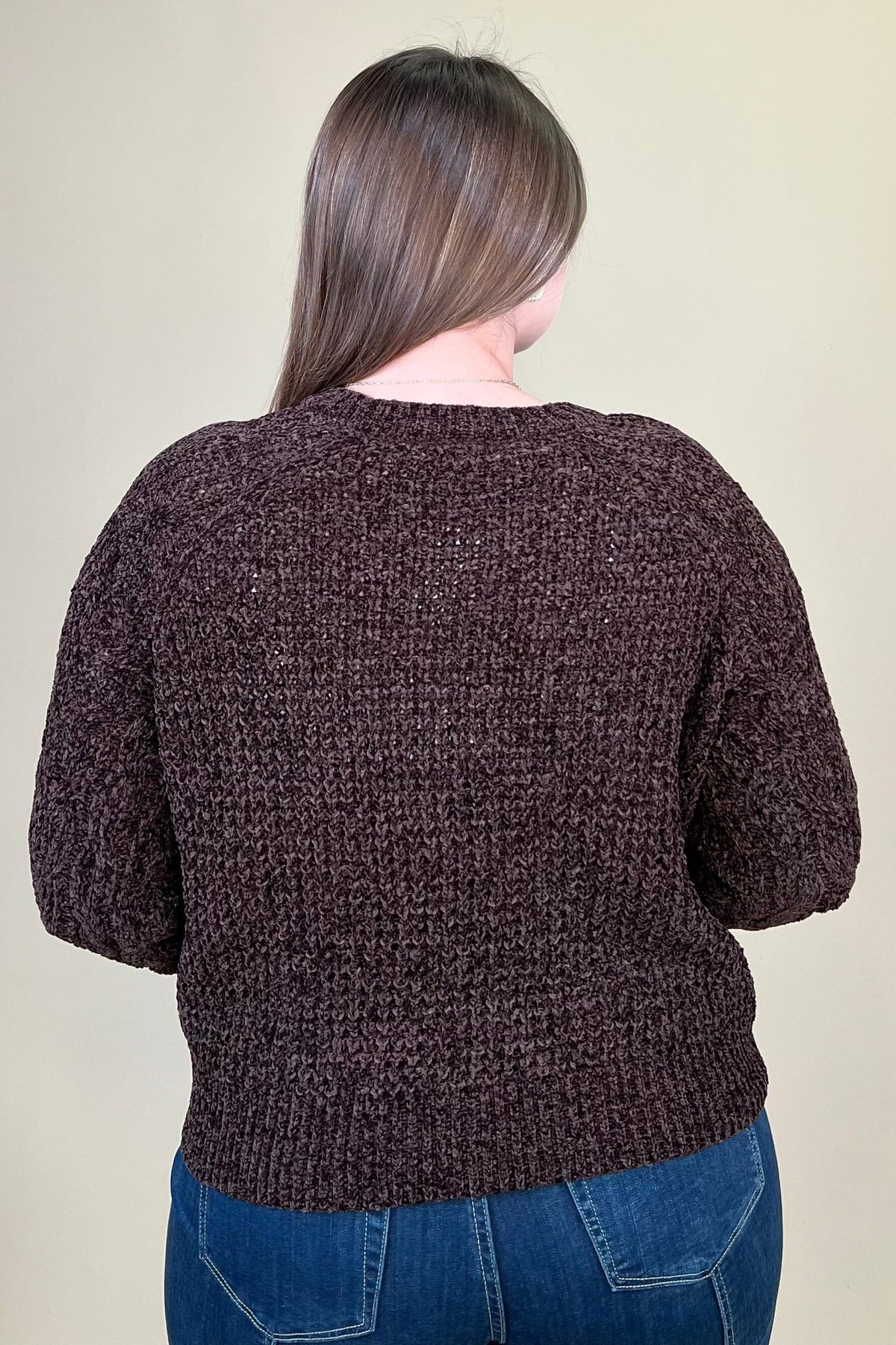 Cable Knit Chenille Sweater SWEATER:~~Unassigned~~ BLUPEPPER 