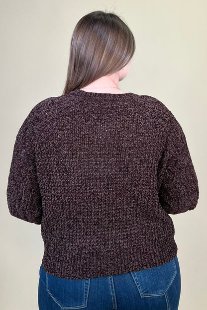 Cable Knit Chenille Sweater SWEATER:~~Unassigned~~ BLUPEPPER 