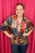 Short Sleeve V-Neck Printed Velvet Top JR TOP DRESSY EASEL 