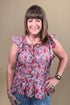 Flutter Sleeve Peplum Woven Top w/Ties MISSY TOP SPECIAL LIVERPOOL 