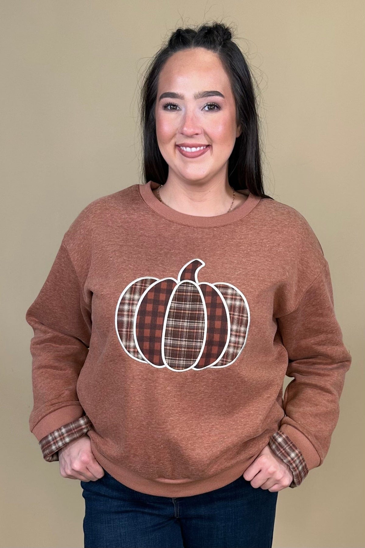 Pumpkin Patchwork Top JRTOP CASUAL TOP:~~Unassigned~~ SHE&amp;SKY 