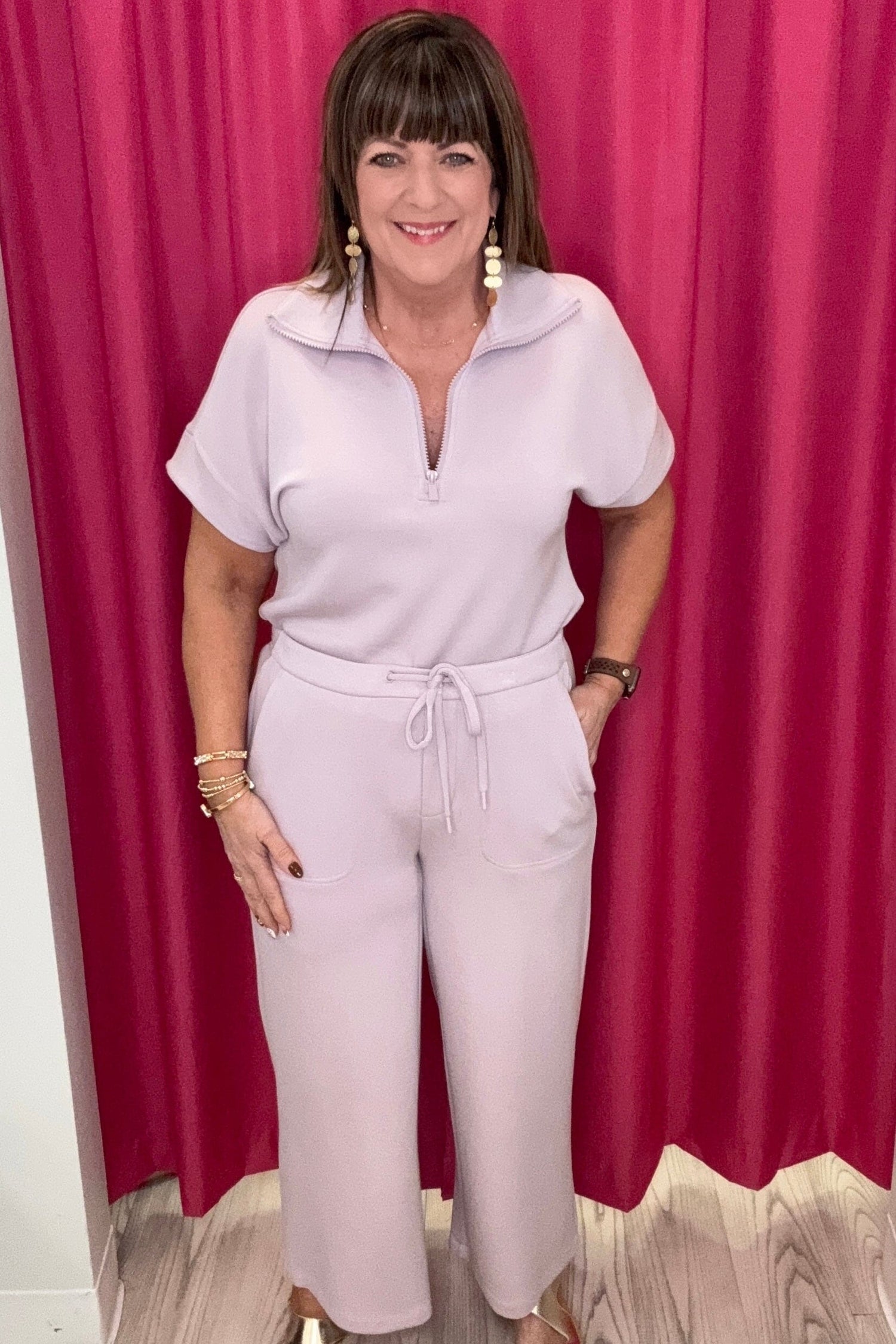 Pull On Wide Leg Crop Trouser BOTTOMS LIVERPOOL LILACSHADOW XS 