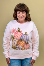 Mixed Pumpkin Graphic Sweatshirt MISSY BASIC KNIT:~~Unassigned~~ SUGAR STITCH 