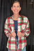 Long Sleeve Button Down Plaid Shacket w/Front Pockets OUTFIT COMPLETER SHE&SKY 