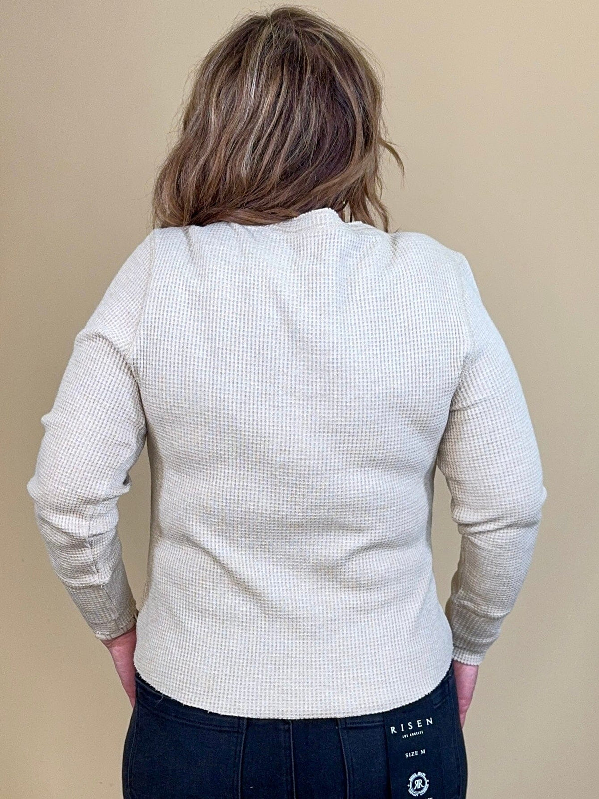 Brushed Waffle Knit Henley L/S Top MISSY BASIC KNIT TRIBAL 