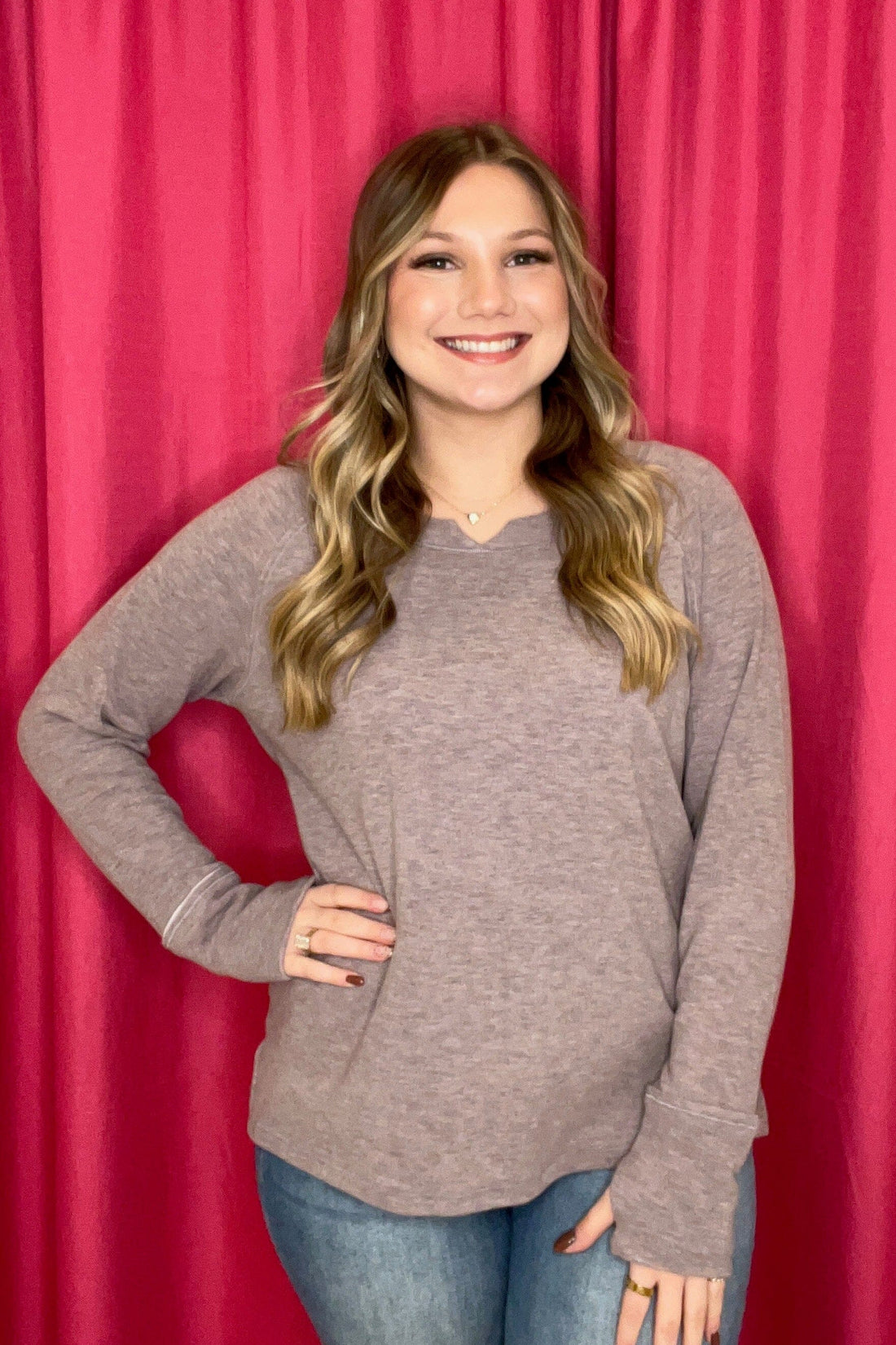 Long Sleeve Crew Neck Super Soft MISSY TOP SPECIAL KEREN HART 