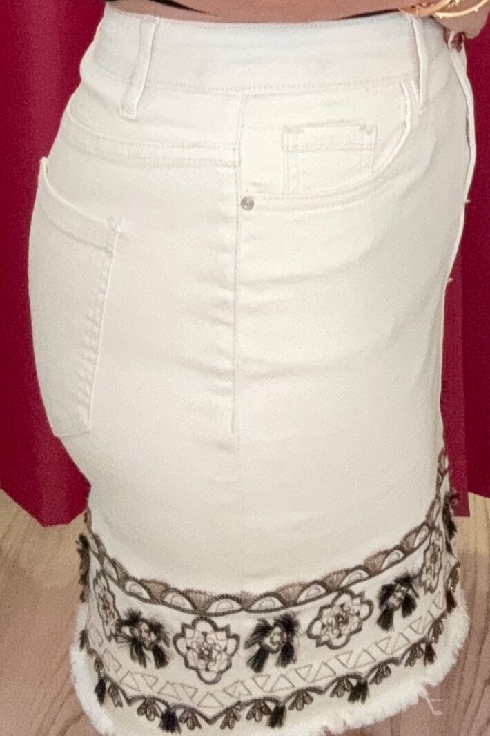 Colored Twill Skort w/Embroidery at Hem BOTTOMS CHARLIEB 