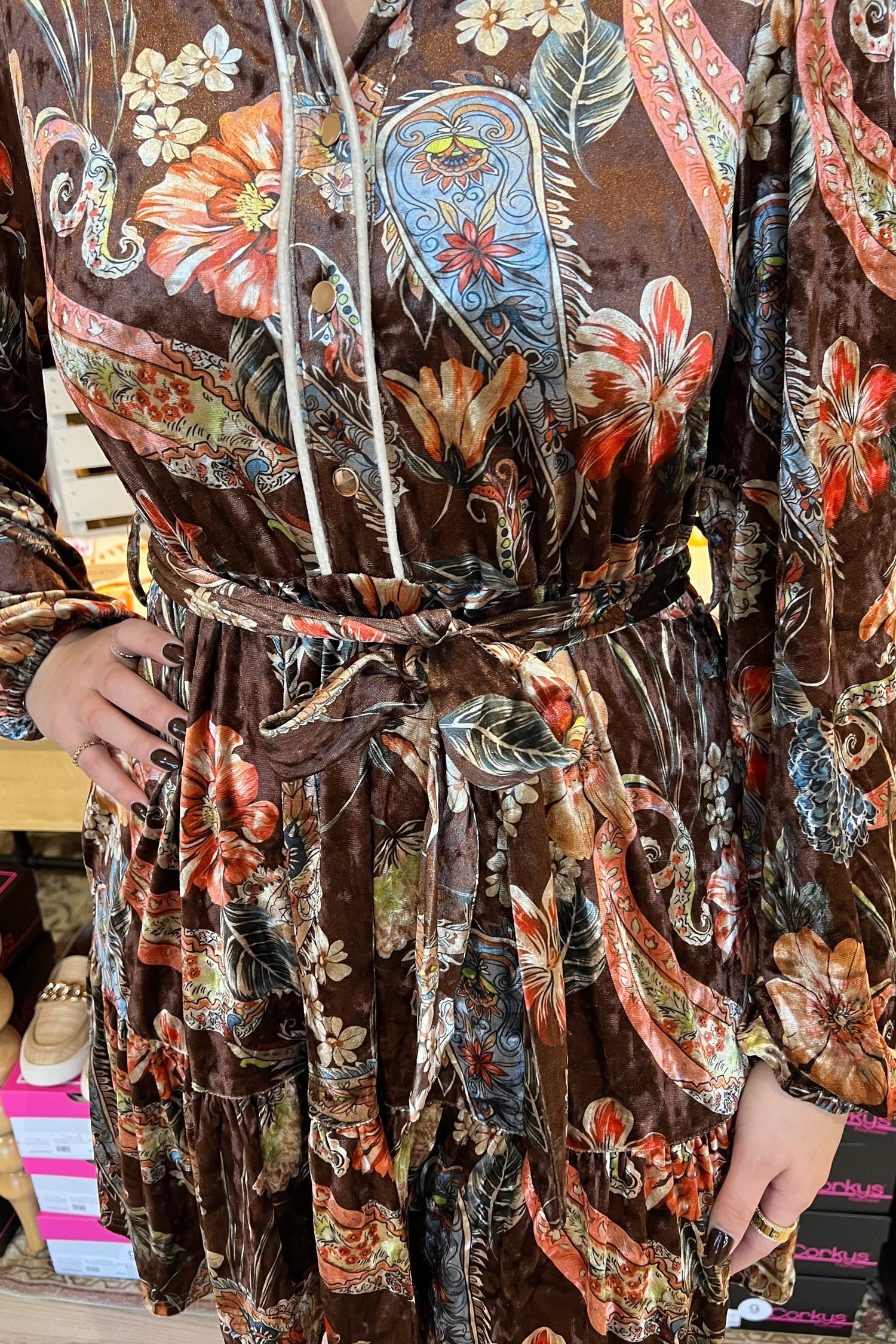 Long Sleeve Velvet Dress w/Collar DRESS JODIFL 