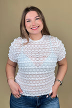 Ruffle Lace Short Sleeve Top JRTOP CASUAL TOP:~~Unassigned~~ DAVI&DANI 