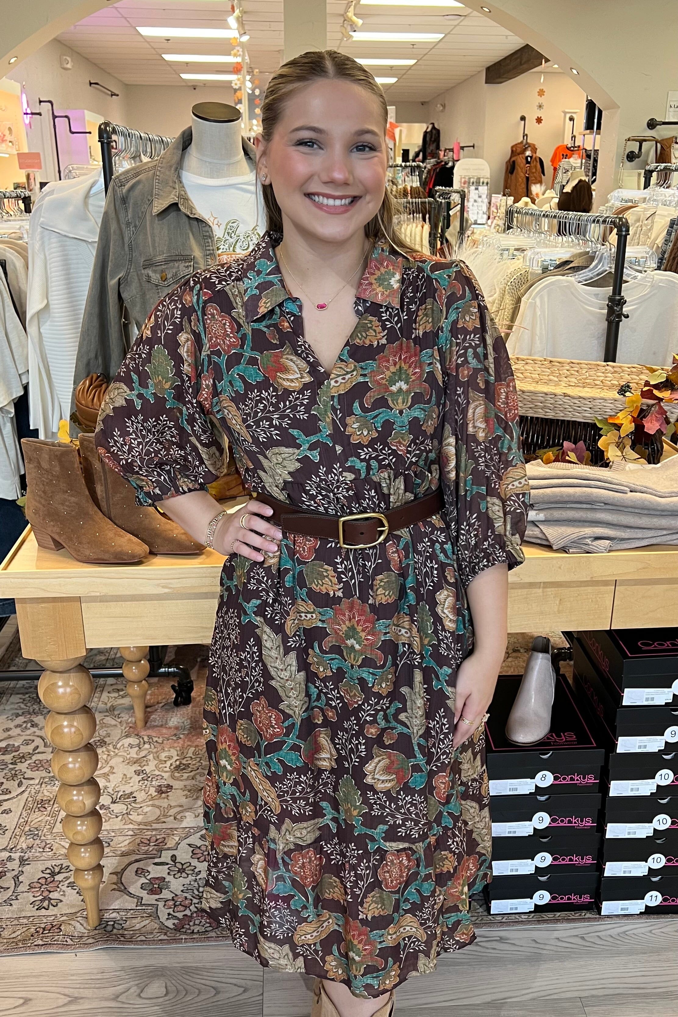 Short Sleeve Printed Dress w/Collar DRESS UMGEE 
