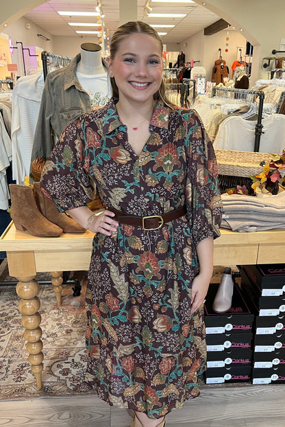 Short Sleeve Printed Dress w/Collar DRESS UMGEE 