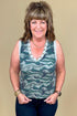 Camo Tank w/Floral Studs JRTOP CASUAL TOP POL CLOTHING 