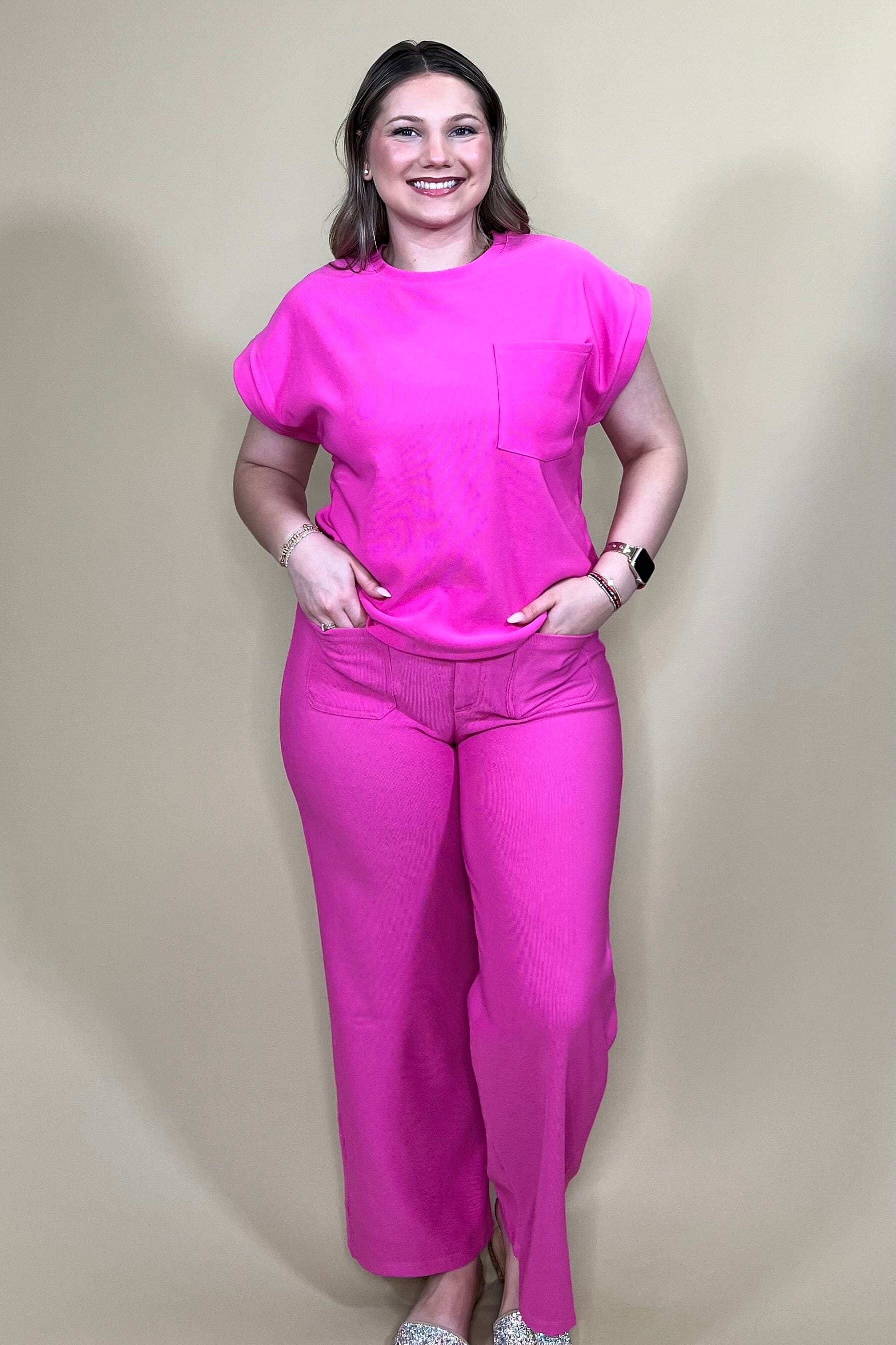 High Rise Front Pocket Wide Pants BOTTOMS GLAM 