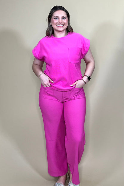 High Rise Front Pocket Wide Pants BOTTOMS GLAM 