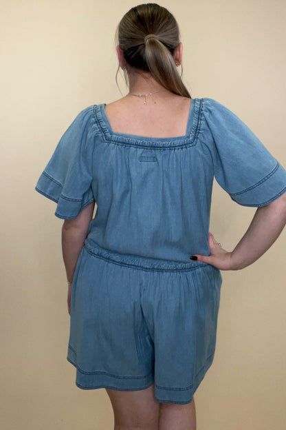 Short Sleeve Square Neck Jumper w/Tie DRESS EASEL 