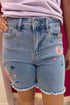 Embroidered Fringed Hem Short BOTTOMS CHARLIEB 