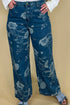 Floral Print Denim Pants BOTTOMS CREATION 