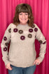 Floral Embroidery Crew Neck Sweater MISSY TOP SPECIAL CHARLIEB 