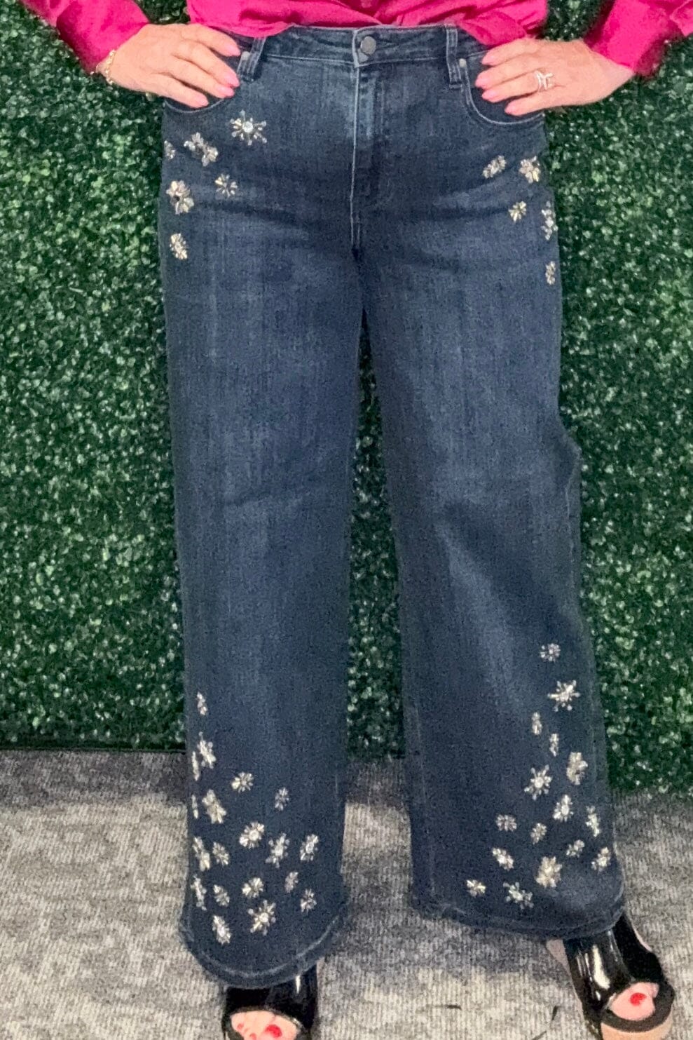 Kennedy Straight Leg w/Rhinestone Snowflakes BOTTOMS LIVERPOOL 