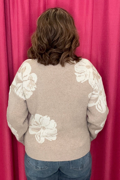 Large Floral w/Stone Jacquard Sweater SWEATER ALLIE &amp; ROSE 