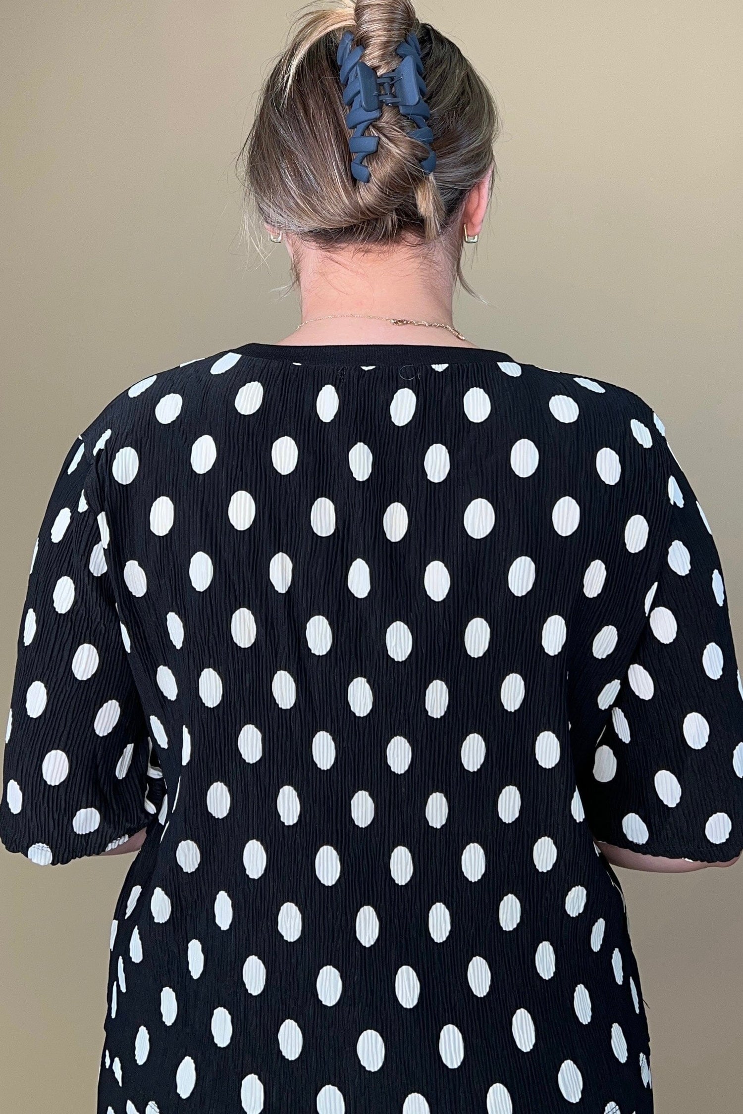 Scoop Neck 3/4 Sleeve Polka Dot Top JR TOP DRESSY SOUTHERN GRACE 