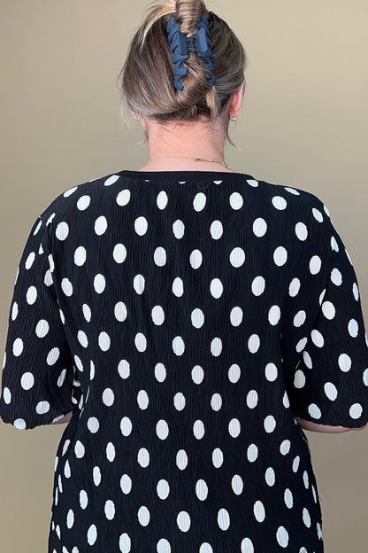 Scoop Neck 3/4 Sleeve Polka Dot Top JR TOP DRESSY SOUTHERN GRACE 