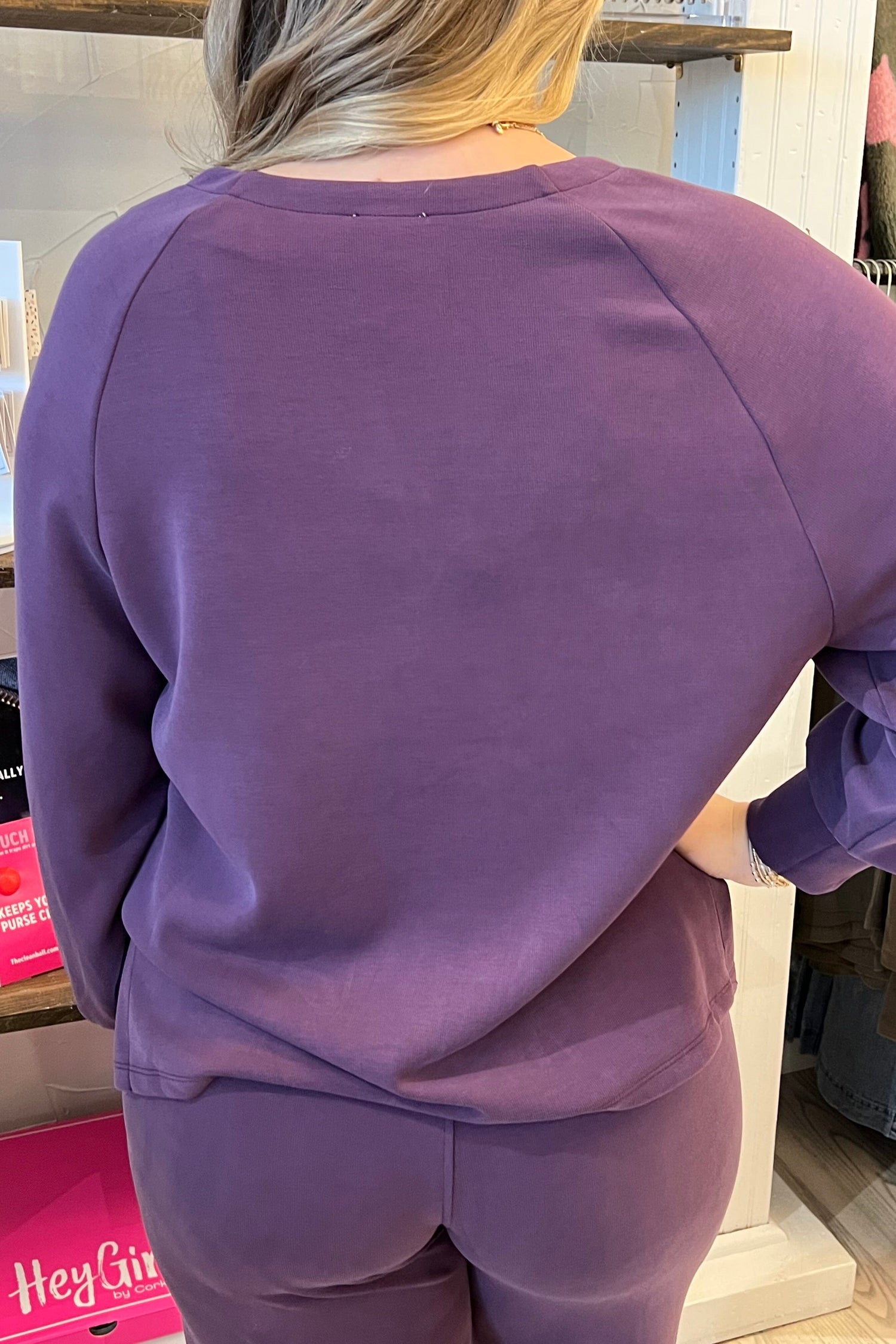 Long Sleeve High/Low V-Neck Scuba Top JRTOP CASUAL TOP YELETE 