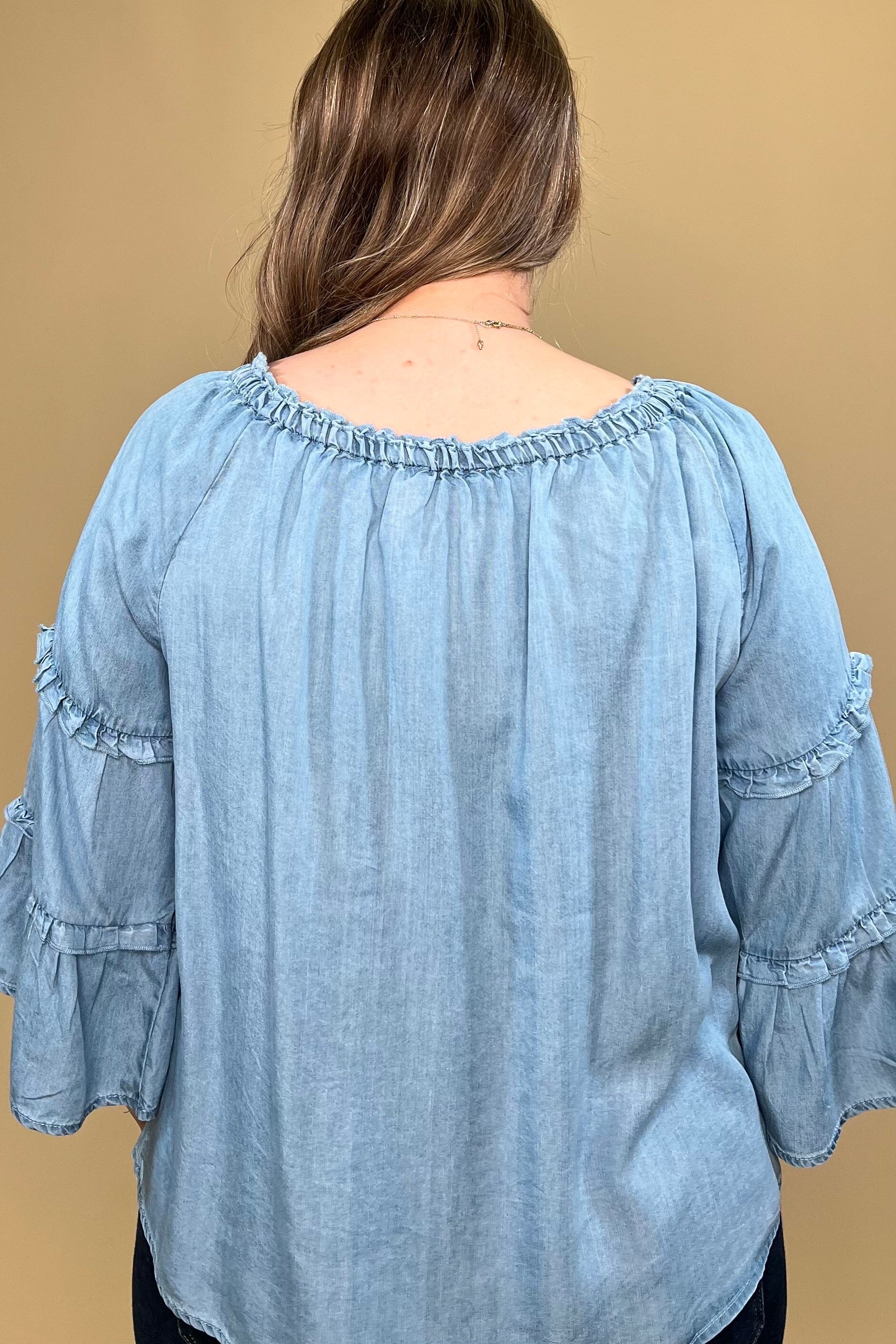 3/4 Bell Sleeve w/Ruffles and Gathered Neck MISSY TOP SPECIAL ZAC &amp; RACHEL 