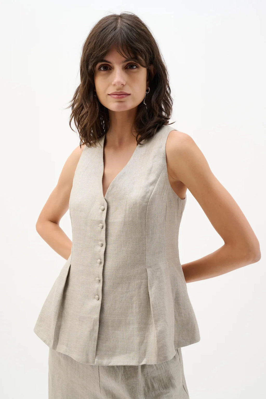Button Down Peplum Mettalic Vest MISSY TOP SPECIAL JOSEPH RIBKOFF 