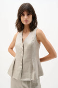 Button Down Peplum Mettalic Vest MISSY TOP SPECIAL JOSEPH RIBKOFF 