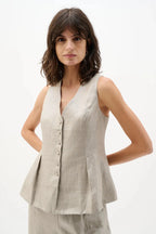 Button Down Peplum Mettalic Vest MISSY TOP SPECIAL JOSEPH RIBKOFF 