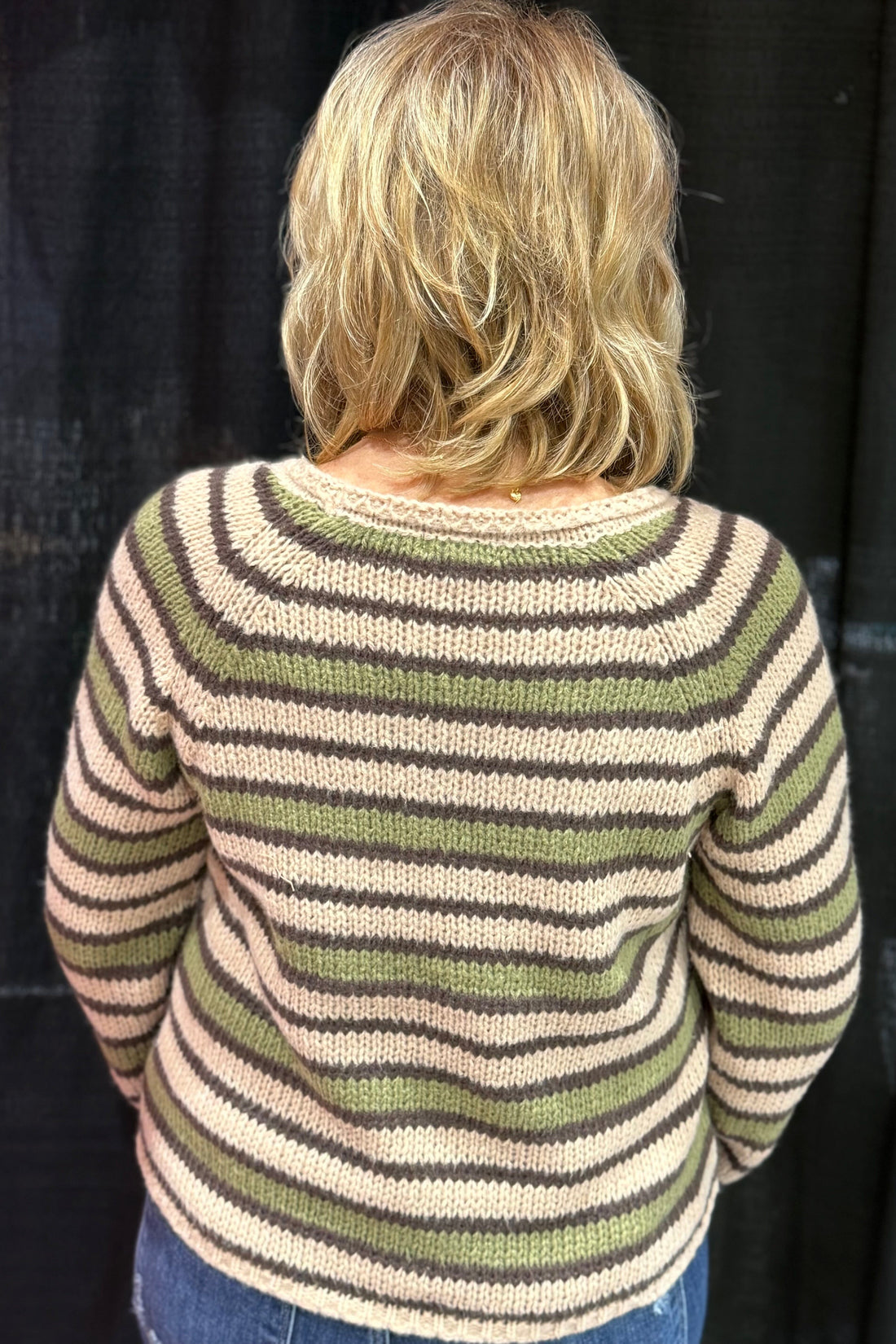 Multi Color Stripe Kangaroo Pocket Knit Sweater JRTOP CASUAL TOP BLUPEPPER 
