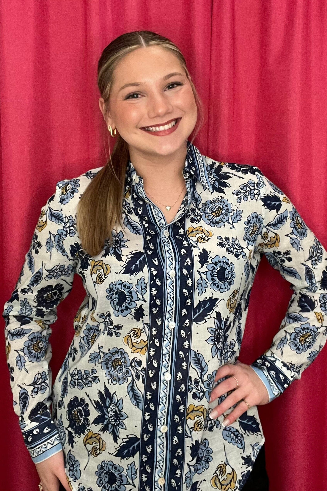 Printed Cotton Voile Button Up Blouse MISSY TOP SPECIAL CHARLIEB