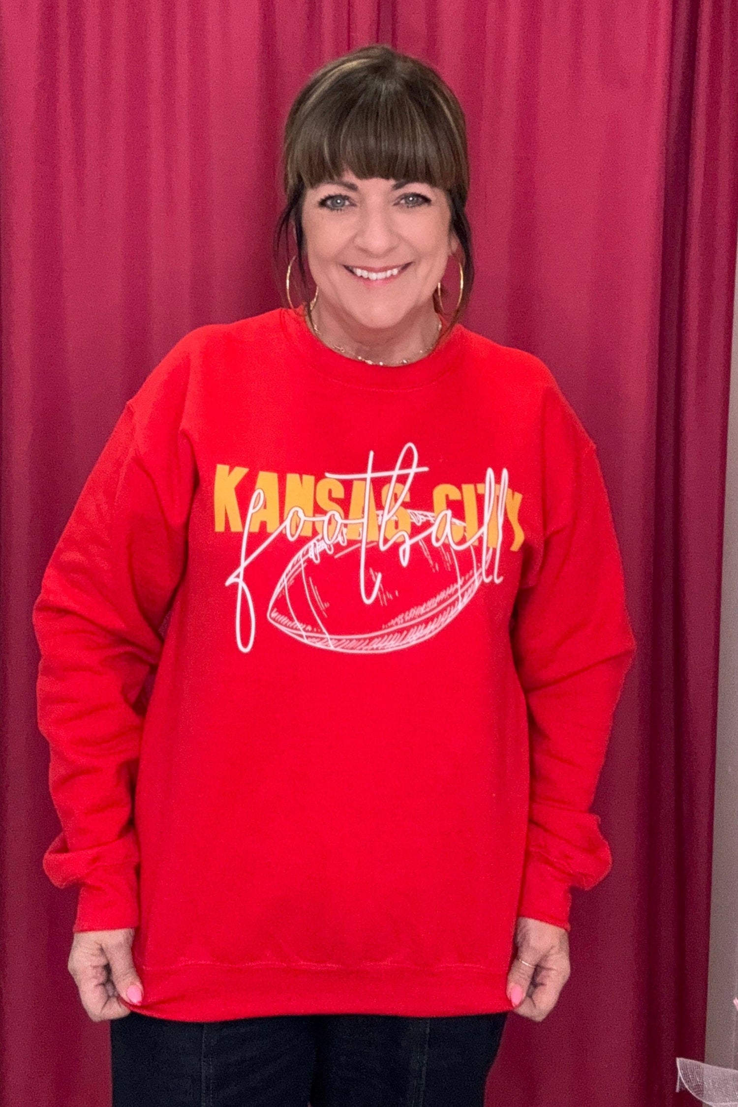 Kansas City Football Sweatshirt MISSY BASIC KNIT POSH MAGNOLIA 