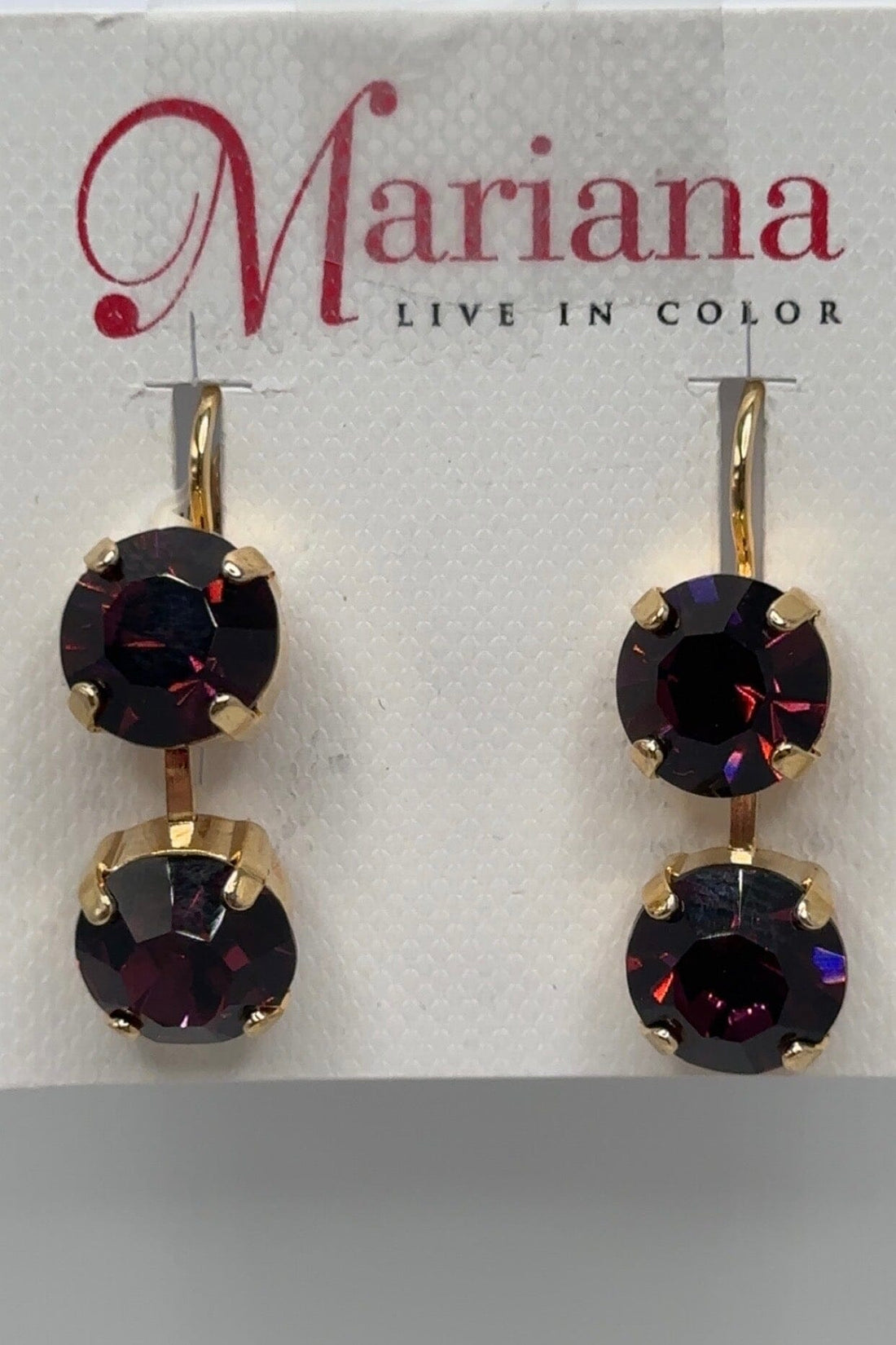 Large Two Stone Drop Earrings in "Amethyst" - Yellow Gold BETTERBRANDJEWELRY MICHALSMARIANA 