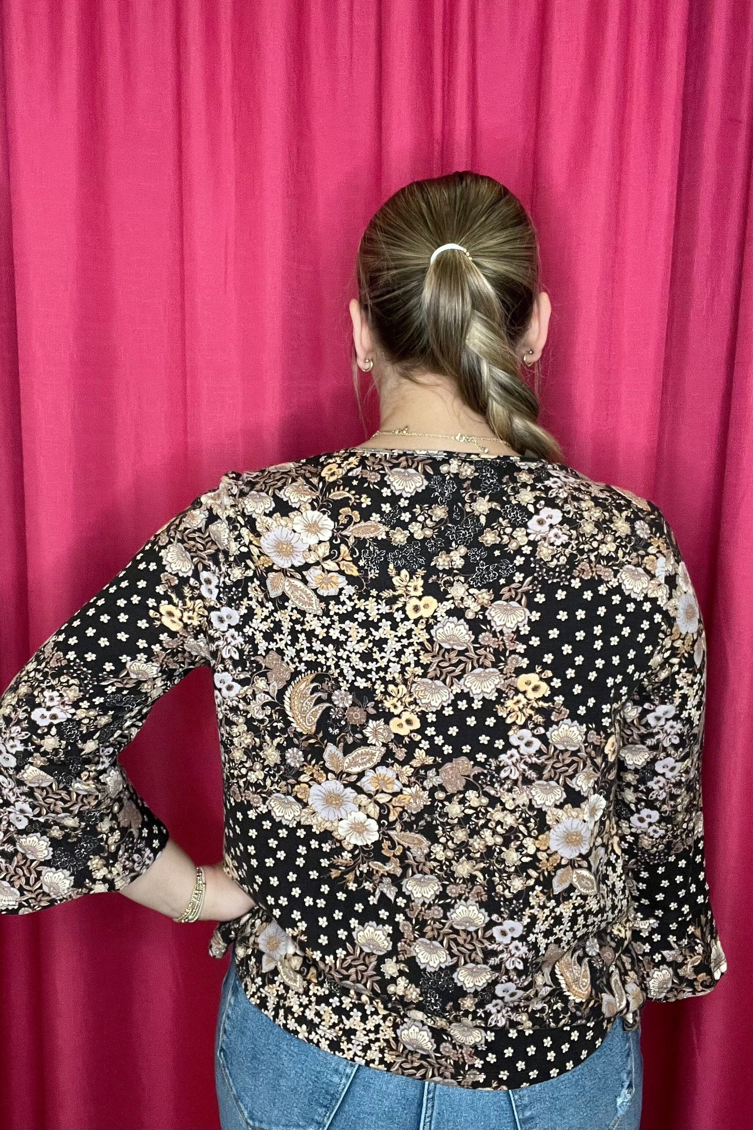 Long Ruffle Sleeve Scoop Neck Printed Top MISSY TOP SPECIAL SOUTHERN LADY 