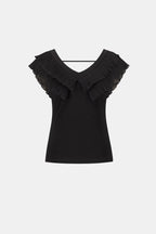 Sleeveless V-Neck Pleated Ruffle Top MISSY TOP SPECIAL JOSEPH RIBKOFF 